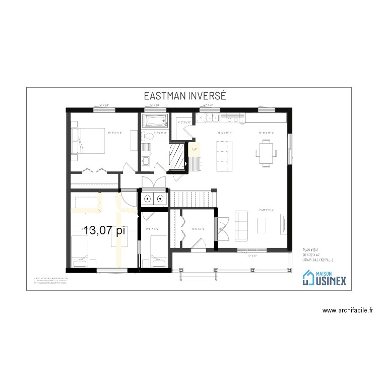 yves larose et karine girard eastman. Plan de 1 pièce et 0 m2