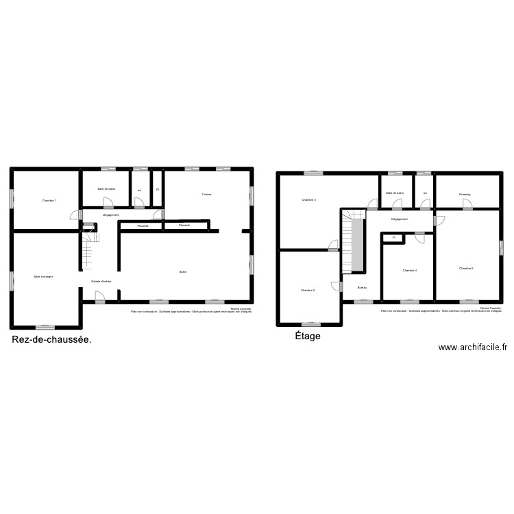 Plan Mammès Caen RDC et étage . Plan de 18 pièces et 431 m2