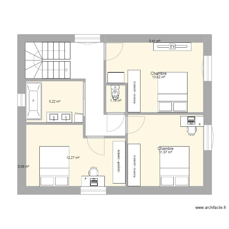 r2 turriers 2. Plan de 7 pièces et 45 m2