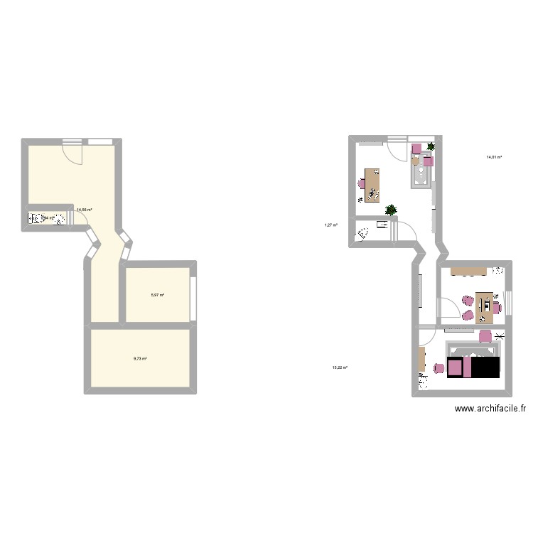 institut Brow Lift. Plan de 7 pièces et 62 m2