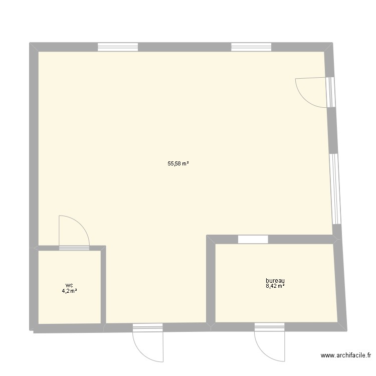 plan rdc. Plan de 3 pièces et 68 m2