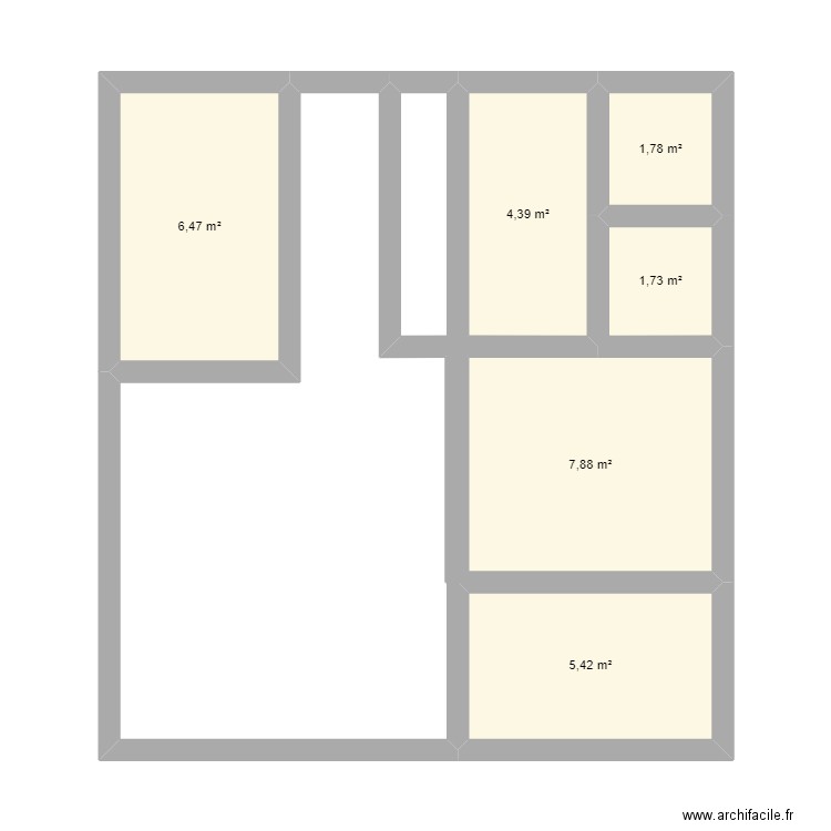 zak. Plan de 6 pièces et 28 m2