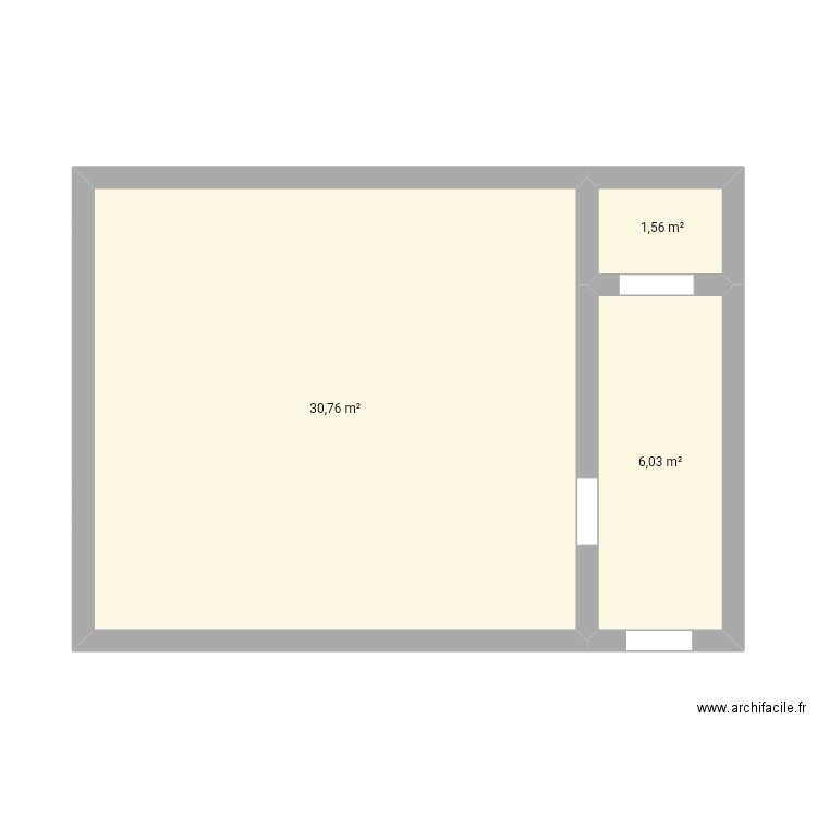 cabinet. Plan de 3 pièces et 38 m2