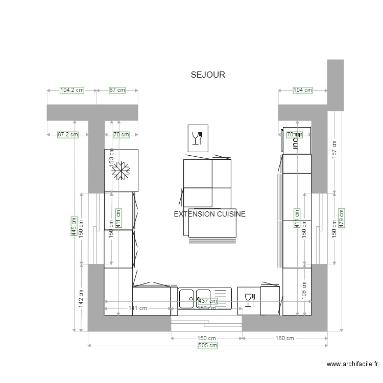 Cuisine extension Marine 1. Plan de 0 pièce et 0 m2