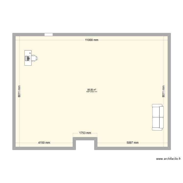 Test 01. Plan de 1 pièce et 87 m2