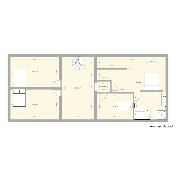 etage vc nouv 2. Plan de 6 pièces et 113 m2