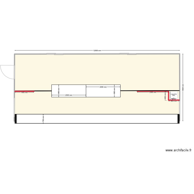 La boucherie nue. Plan de 1 pièce et 57 m2