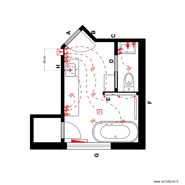 tremblay électrique. Plan de 2 pièces et 11 m2