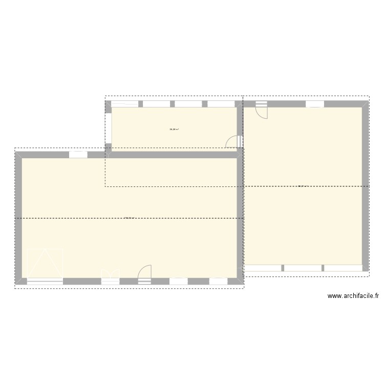 extention. Plan de 3 pièces et 233 m2