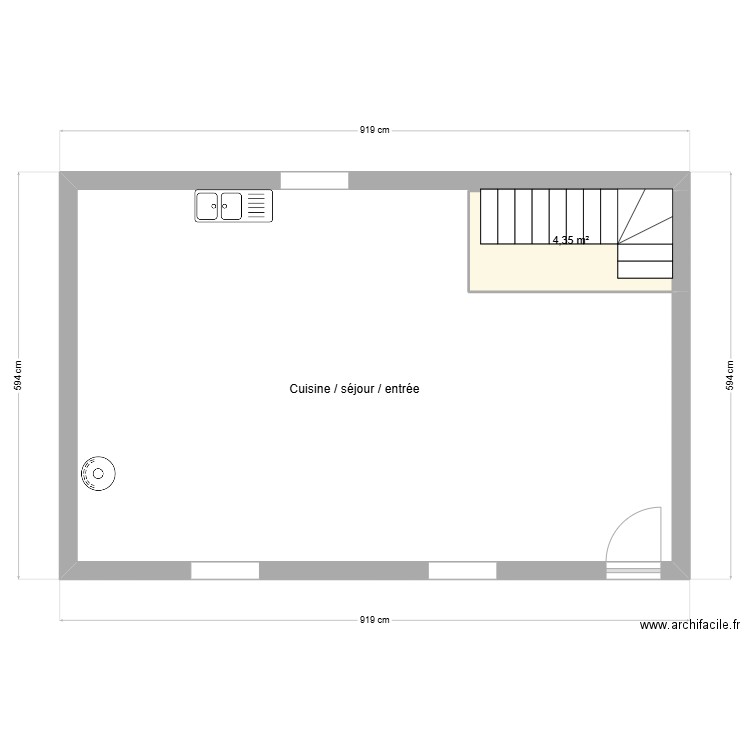 CRI. Plan de 2 pièces et 47 m2