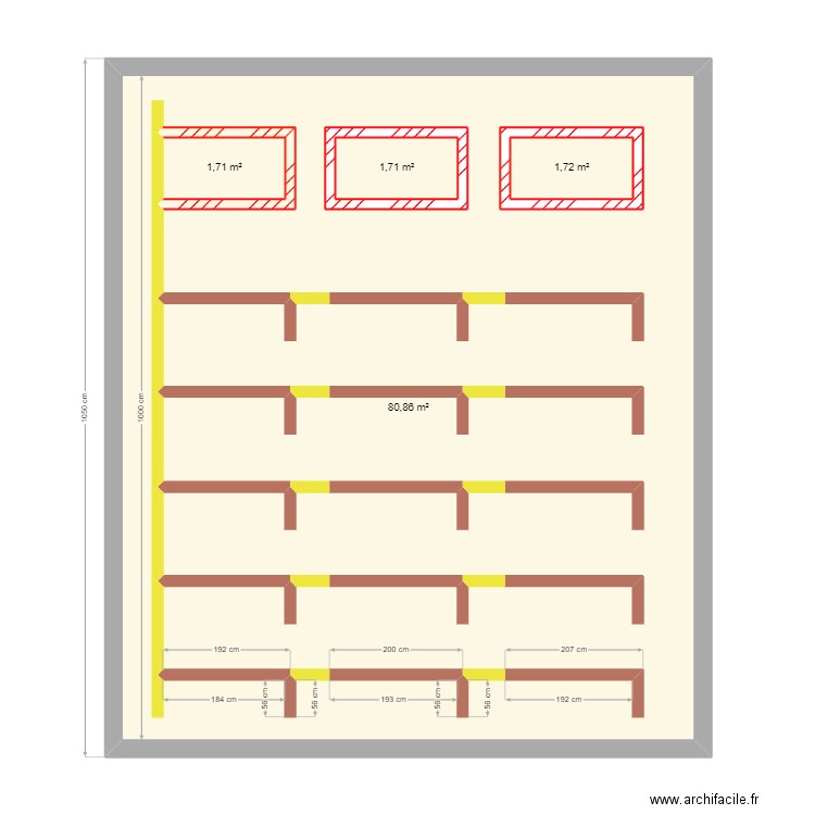 MTR 1. Plan de 4 pièces et 91 m2