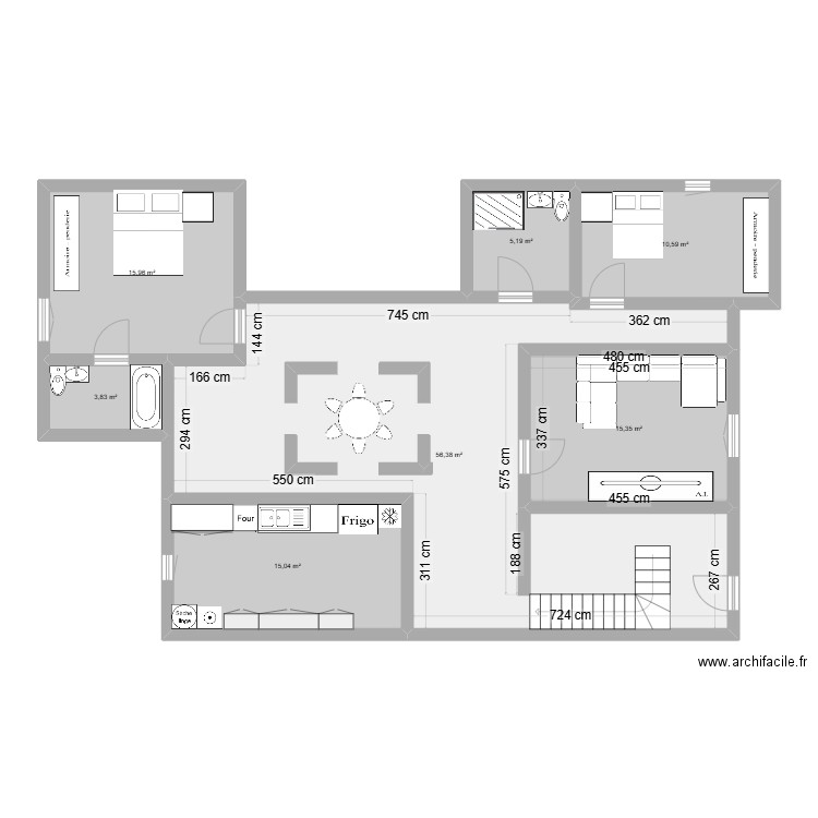 oral espagnol. Plan de 7 pièces et 122 m2