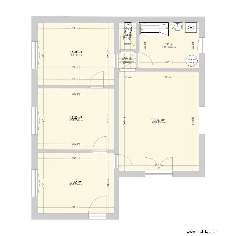 PROJETFOURASACTUEL. Plan de 7 pièces et 67 m2