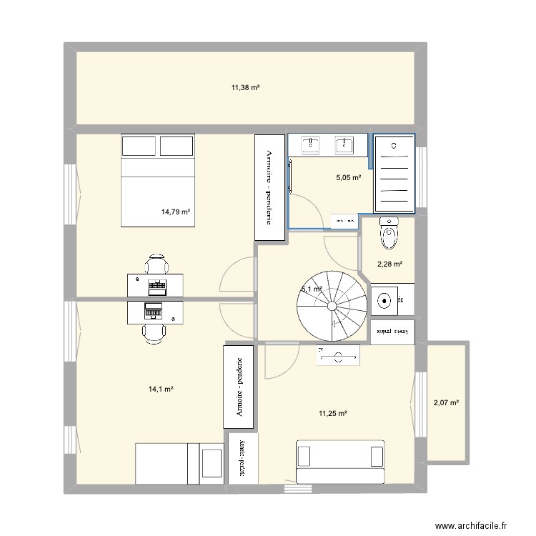 maison lafayette 1er EtageV3. Plan de 8 pièces et 66 m2