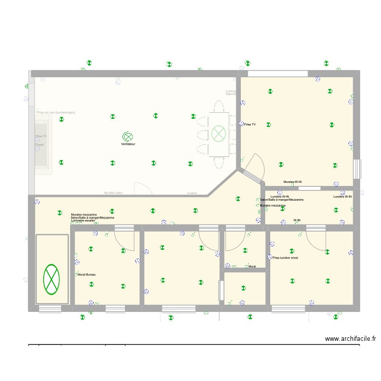 Plan électrique. Plan de 17 pièces et 191 m2