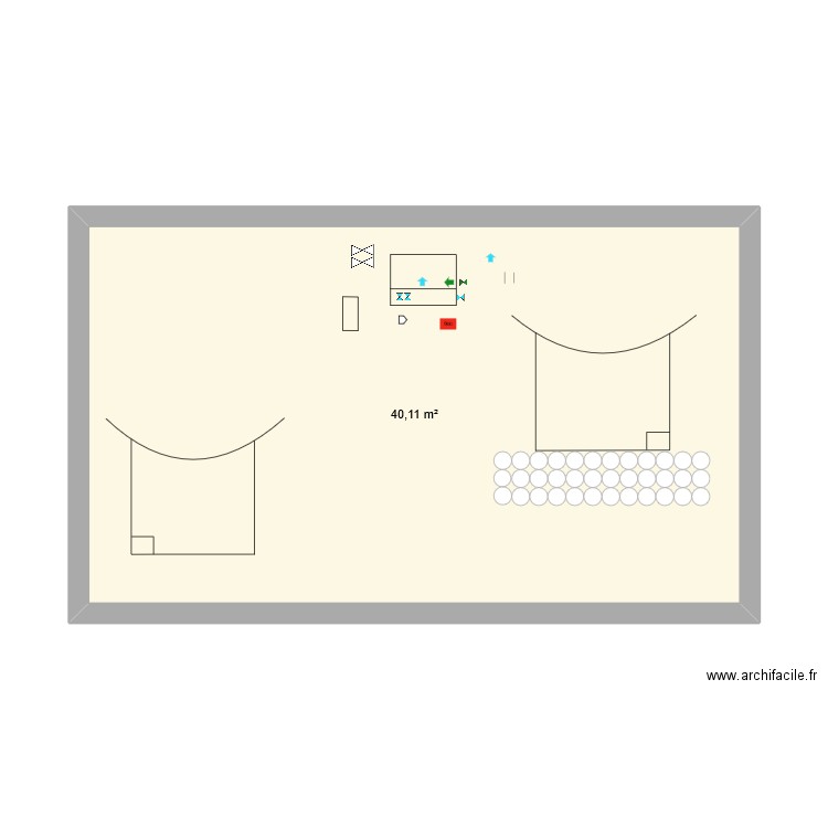 Noyer. Plan de 1 pièce et 40 m2