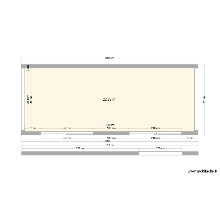 Plan ELBAZI 4. Plan de 1 pièce et 23 m2