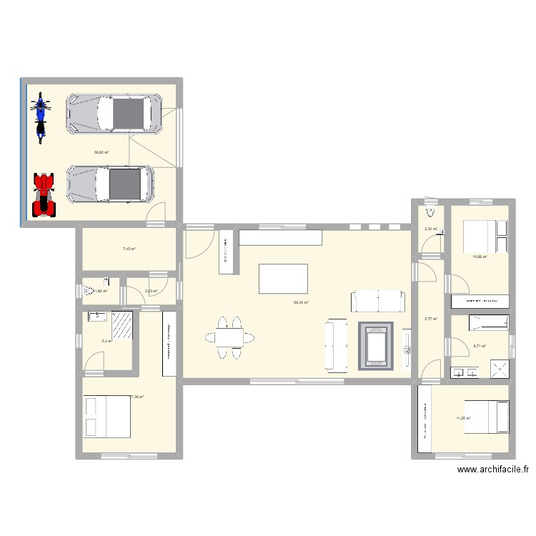 Maison 1. Plan de 12 pièces et 169 m2