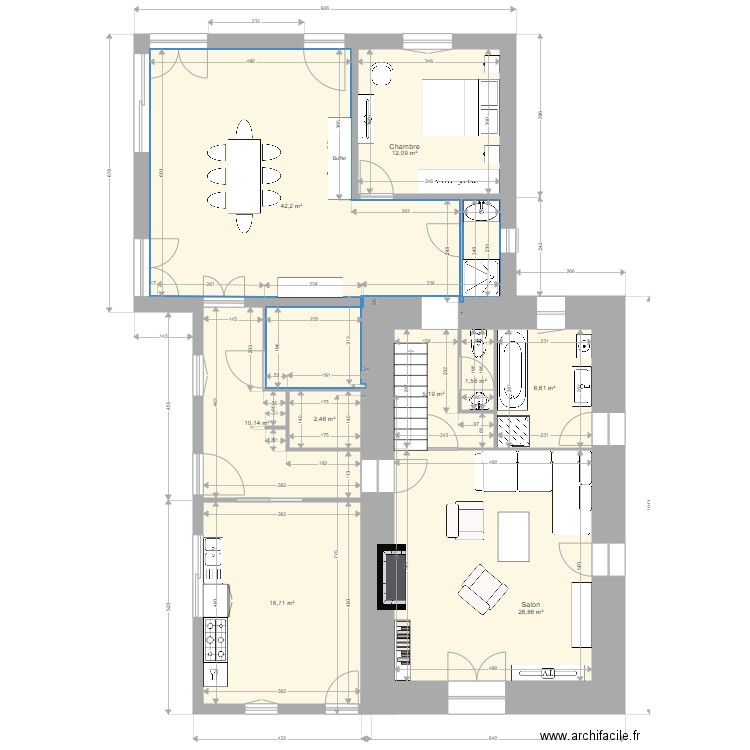 P Sylvie 4. Plan de 9 pièces et 126 m2