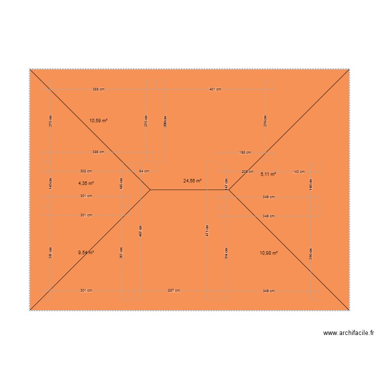 Caniquit 2. Plan de 6 pièces et 65 m2