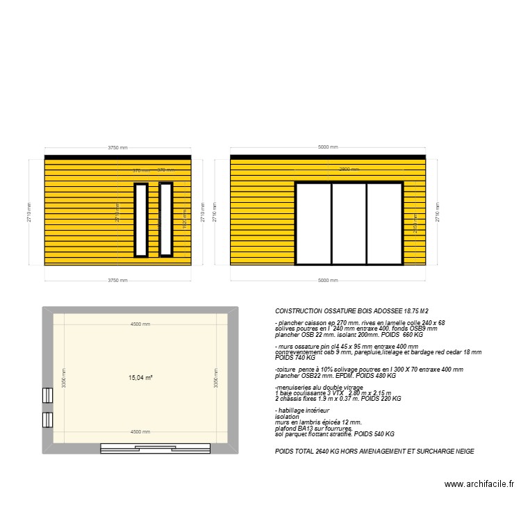  DELANZY. Plan de 1 pièce et 15 m2