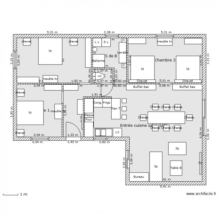 Maison 4 - Plan 6 pièces 95 m2 dessiné par aurelien81