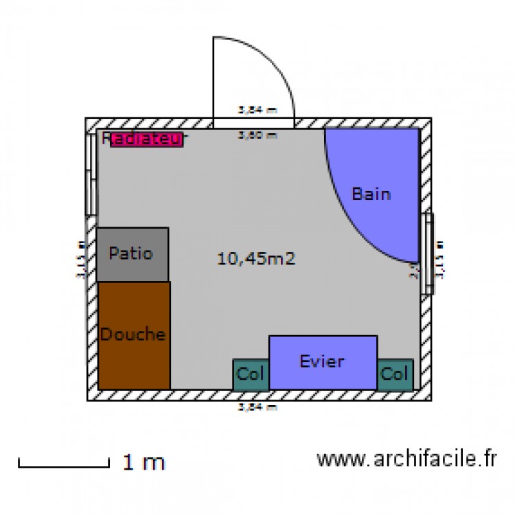 Salle de Bain - Plan dessiné par titrefle