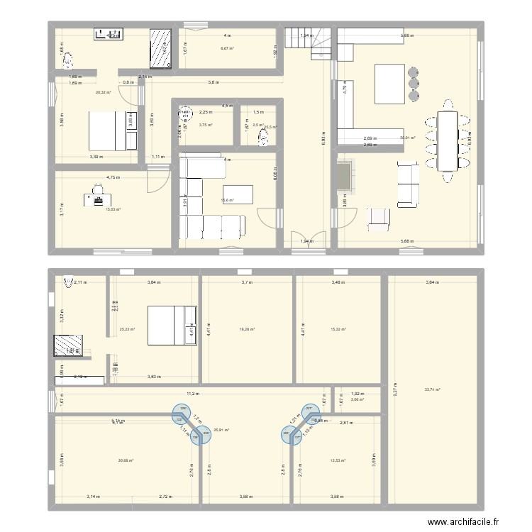 Pareillac . Plan de 16 pièces et 291 m2