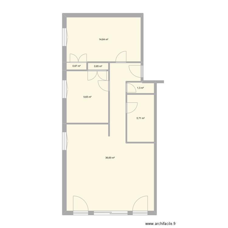 Palavas. Plan de 7 pièces et 69 m2