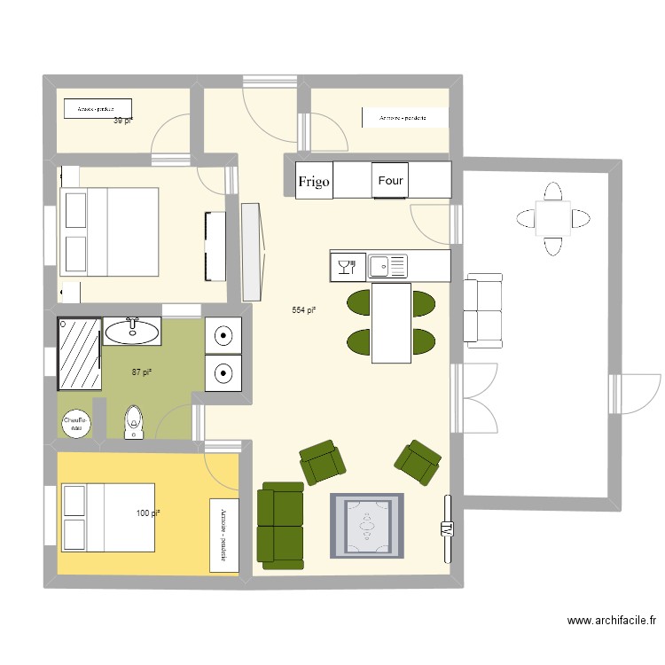 cejm. Plan de 4 pièces et 72 m2