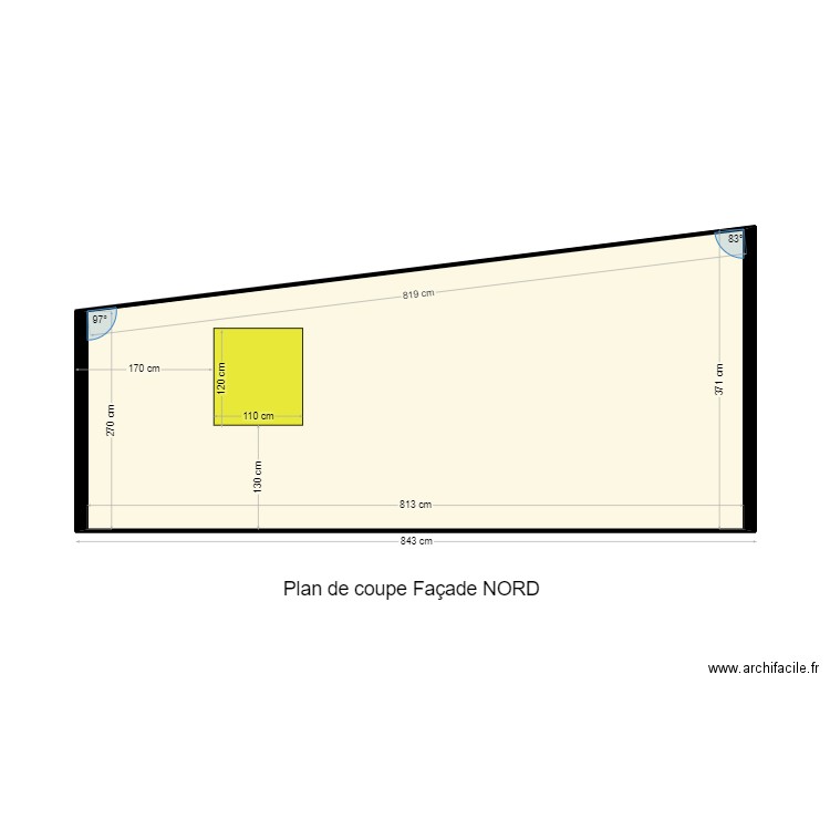 PLAN_COUPE_NORD. Plan de 1 pièce et 26 m2