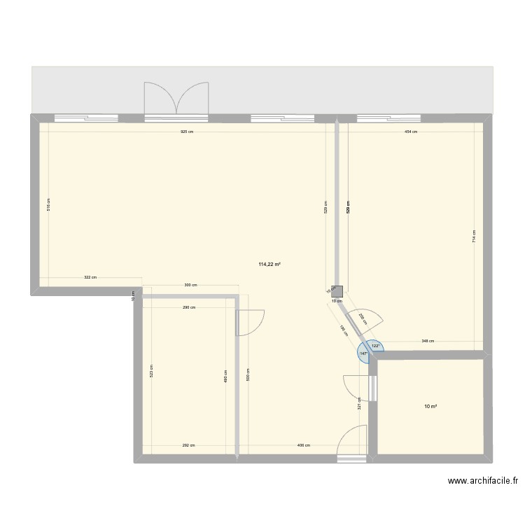 Bureau eguilles 3. Plan de 2 pièces et 124 m2