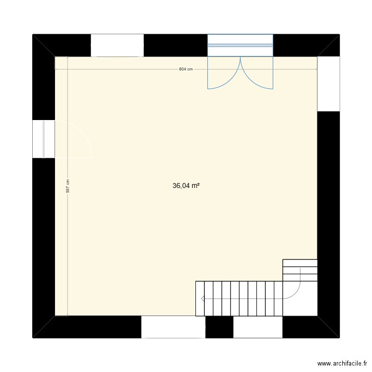 ESSAI. Plan de 1 pièce et 36 m2