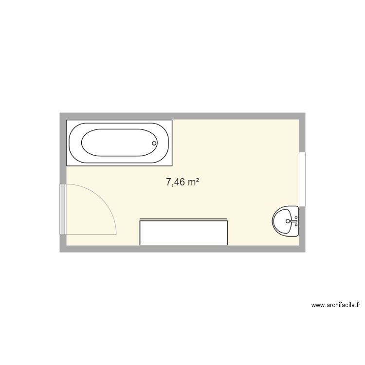 Grandgirard SDB - Plan 1 pièce 7 m2 dessiné par vero55