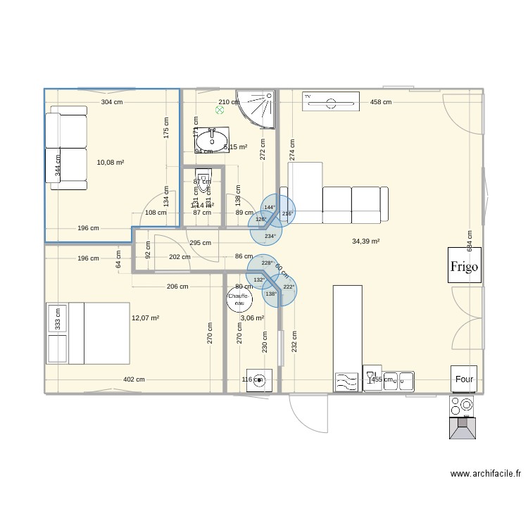 La maisonnette v1. Plan de 6 pièces et 66 m2