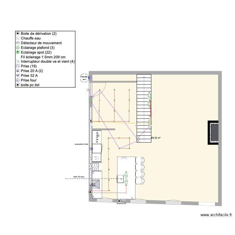 rez de chaussée . Plan de 1 pièce et 69 m2