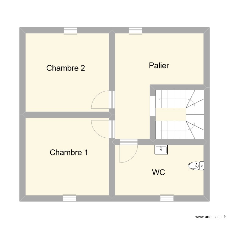 ausseur etage 2. Plan de 5 pièces et 53 m2