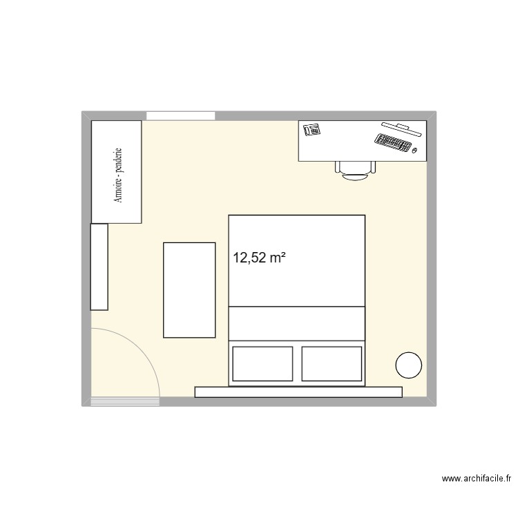 CHAMBRE ADULTE. Plan de 1 pièce et 13 m2