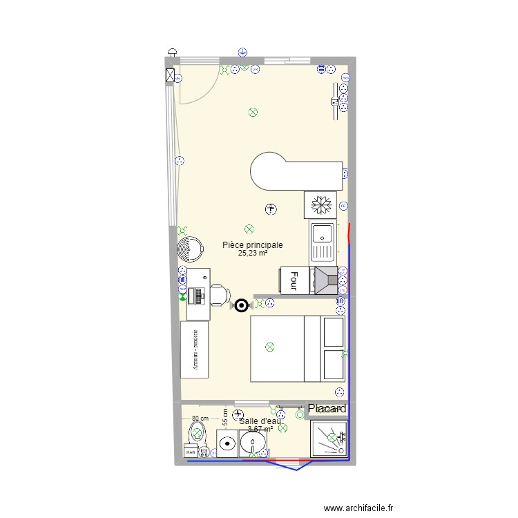 Dépendance. Plan de 3 pièces et 29 m2