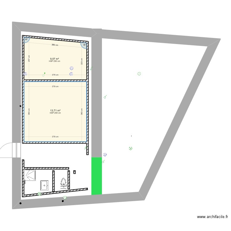 toulaud21. Plan de 2 pièces et 23 m2