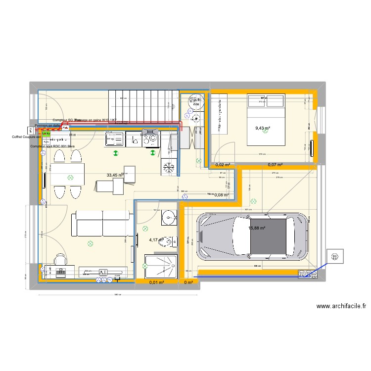 SJDV3 RDC v5. Plan de 9 pièces et 64 m2