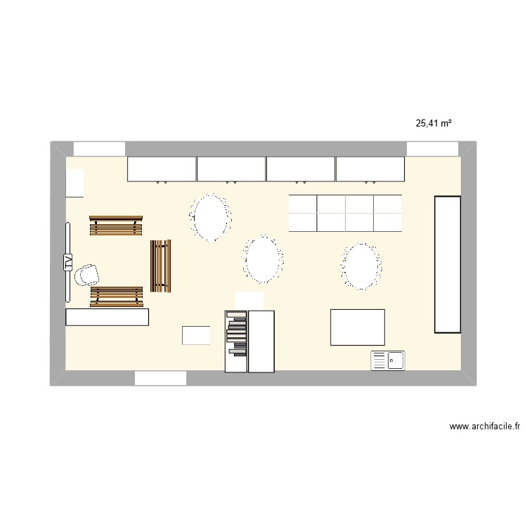 Classe PS/MS. Plan de 1 pièce et 25 m2