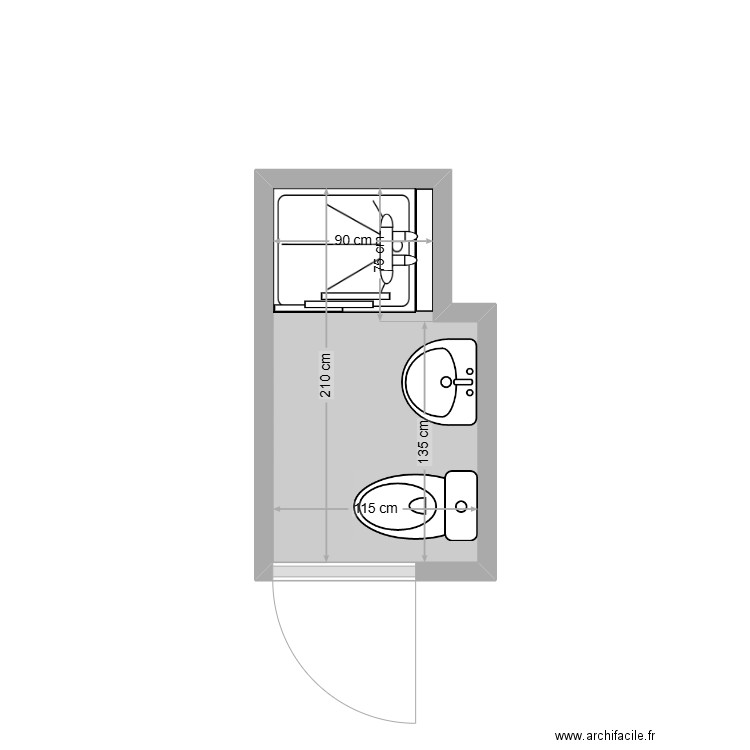 hechim. Plan de 1 pièce et 2 m2