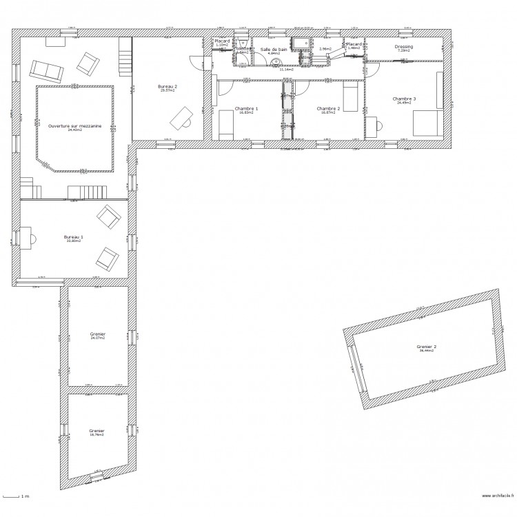 Aménagement Etage. Plan de 0 pièce et 0 m2