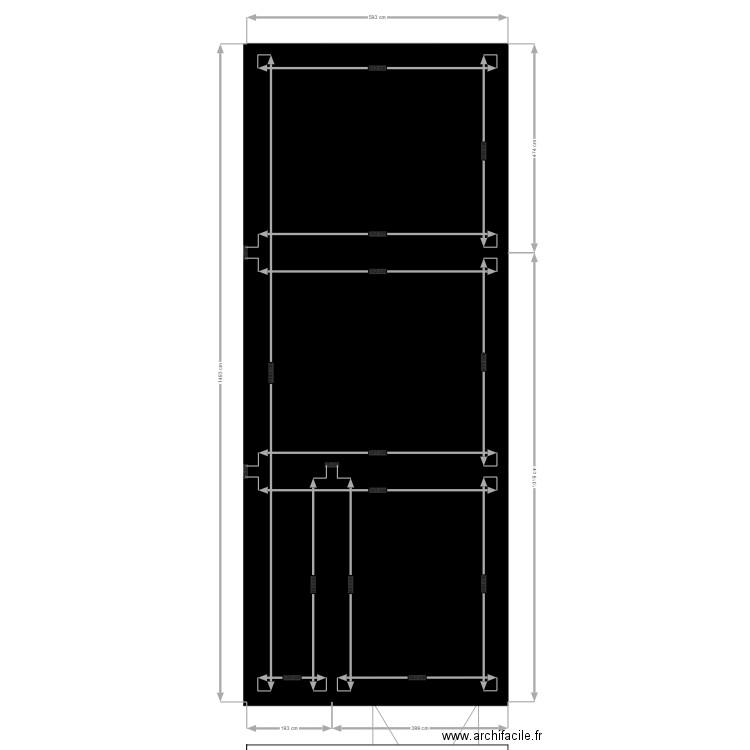 garage. Plan de 1 pièce et 74 m2