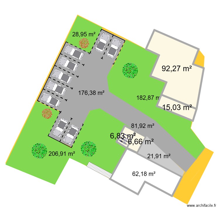 Plan extérieur surfaces 8 - Parking 9 places. Plan de 0 pièce et 0 m2