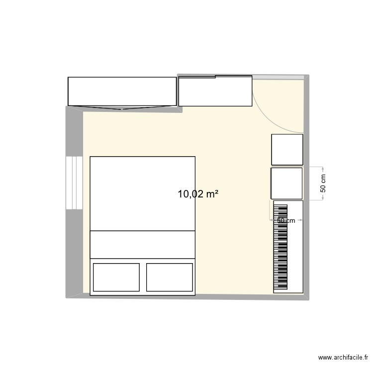 Pabl-chamber. Plan de 1 pièce et 10 m2