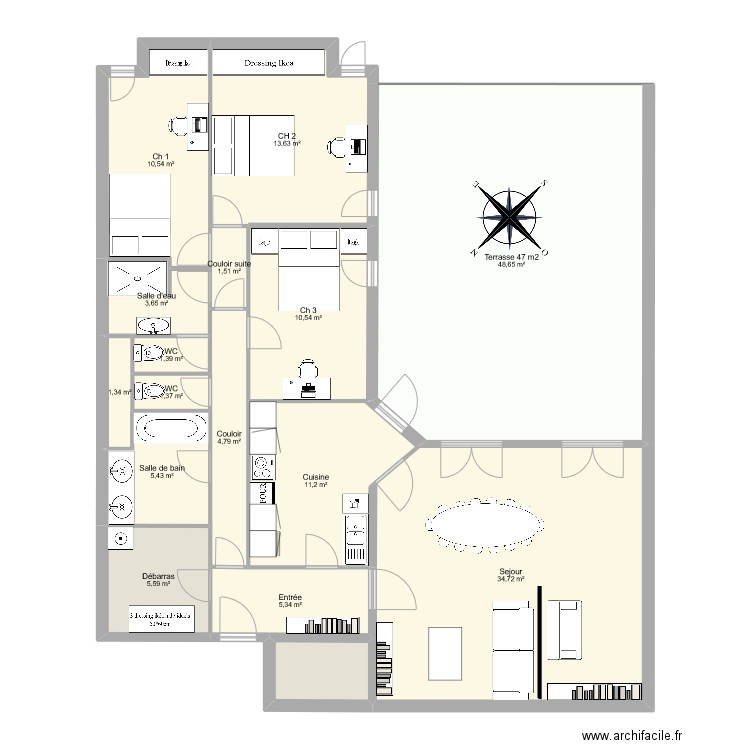 Plan Terrasses avec côtes. Plan de 0 pièce et 0 m2