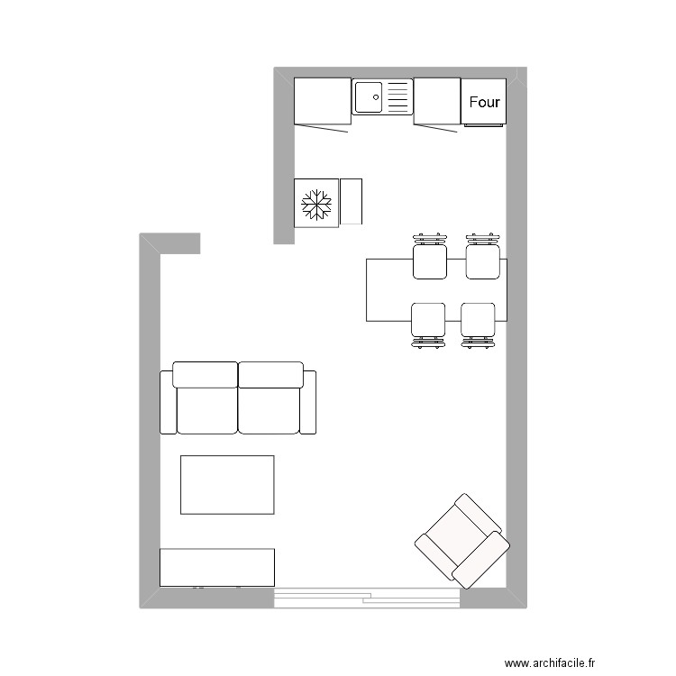 cuisine salon. Plan de 0 pièce et 0 m2