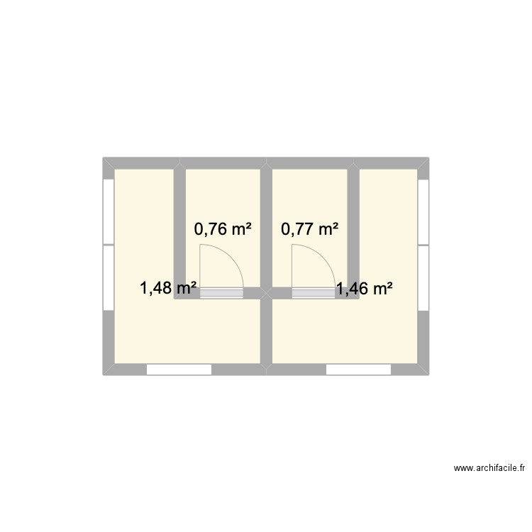 Cage Chiens. Plan de 4 pièces et 4 m2